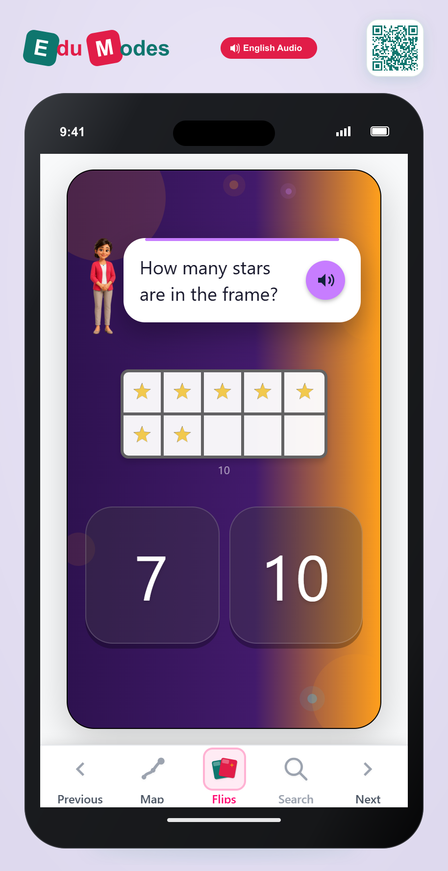 Count on ten frames up to 10 - Review 7 Stars - Interactive Learning Game Preview