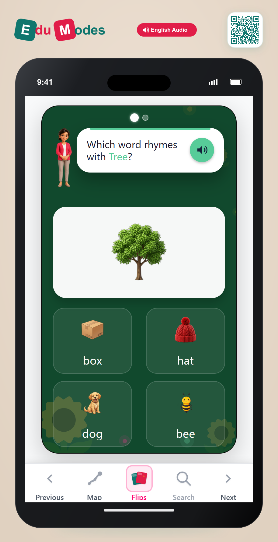 Rhyming: Tree and Bee - Interactive Learning Game Preview