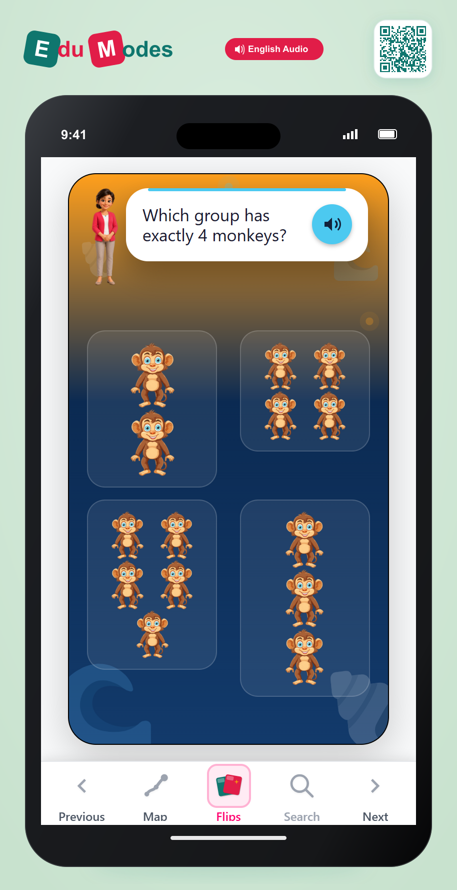 Find 4 Monkeys - Interactive Learning Game Preview