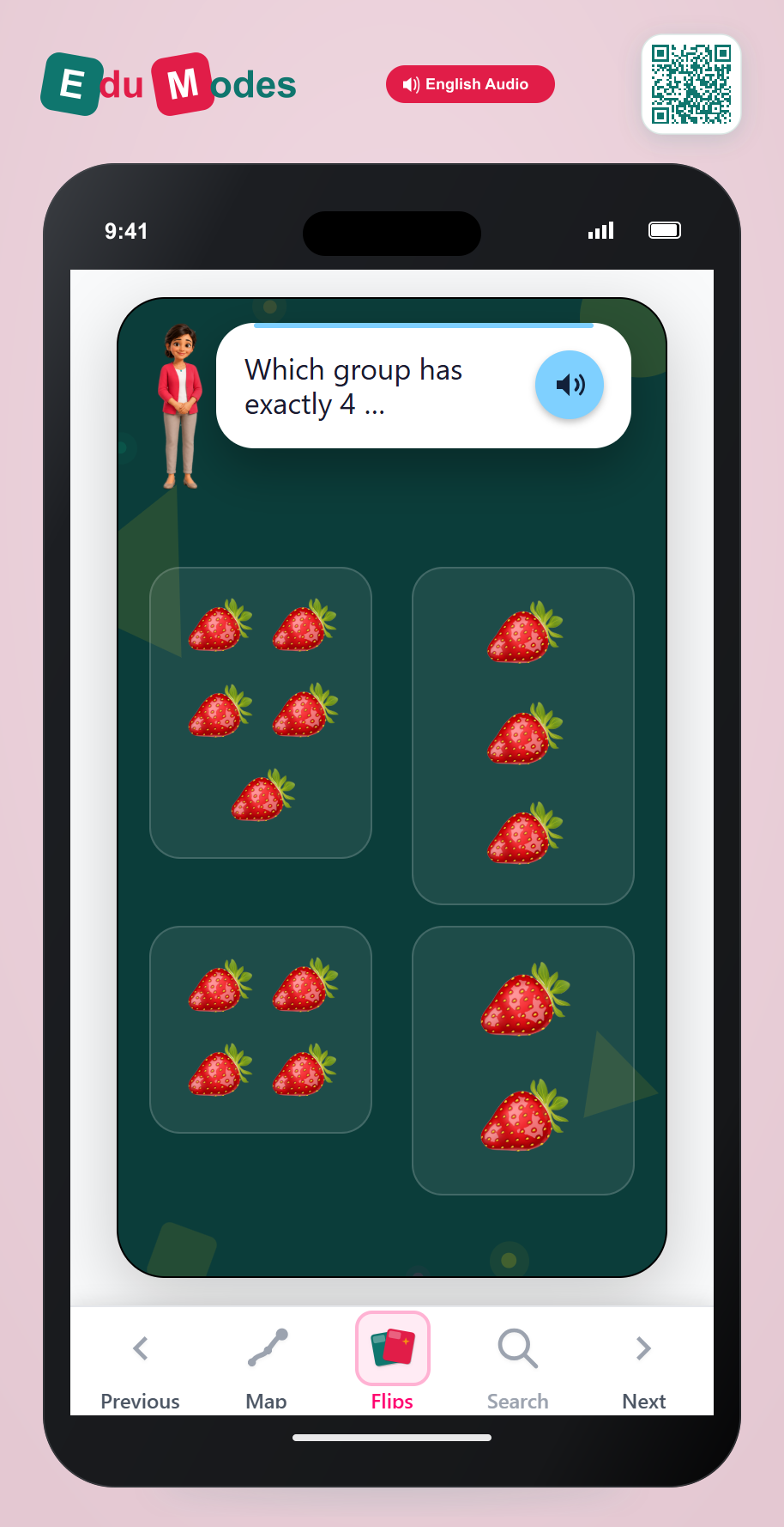 Find 4 Strawberries - Interactive Learning Game Preview