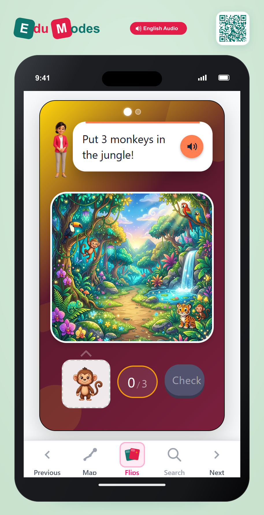 Drag 3 & 4 monkeys - Interactive Learning Game Preview