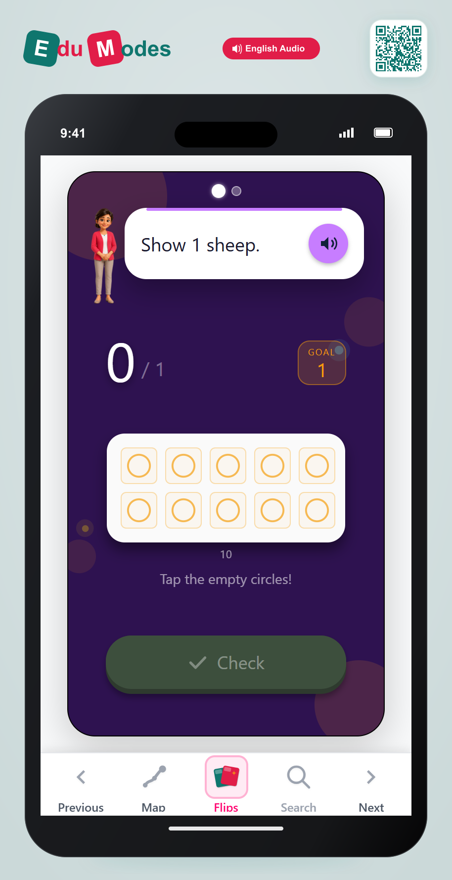 Show Numbers on Ten Frames: 1 and 4 - Interactive Learning Game Preview