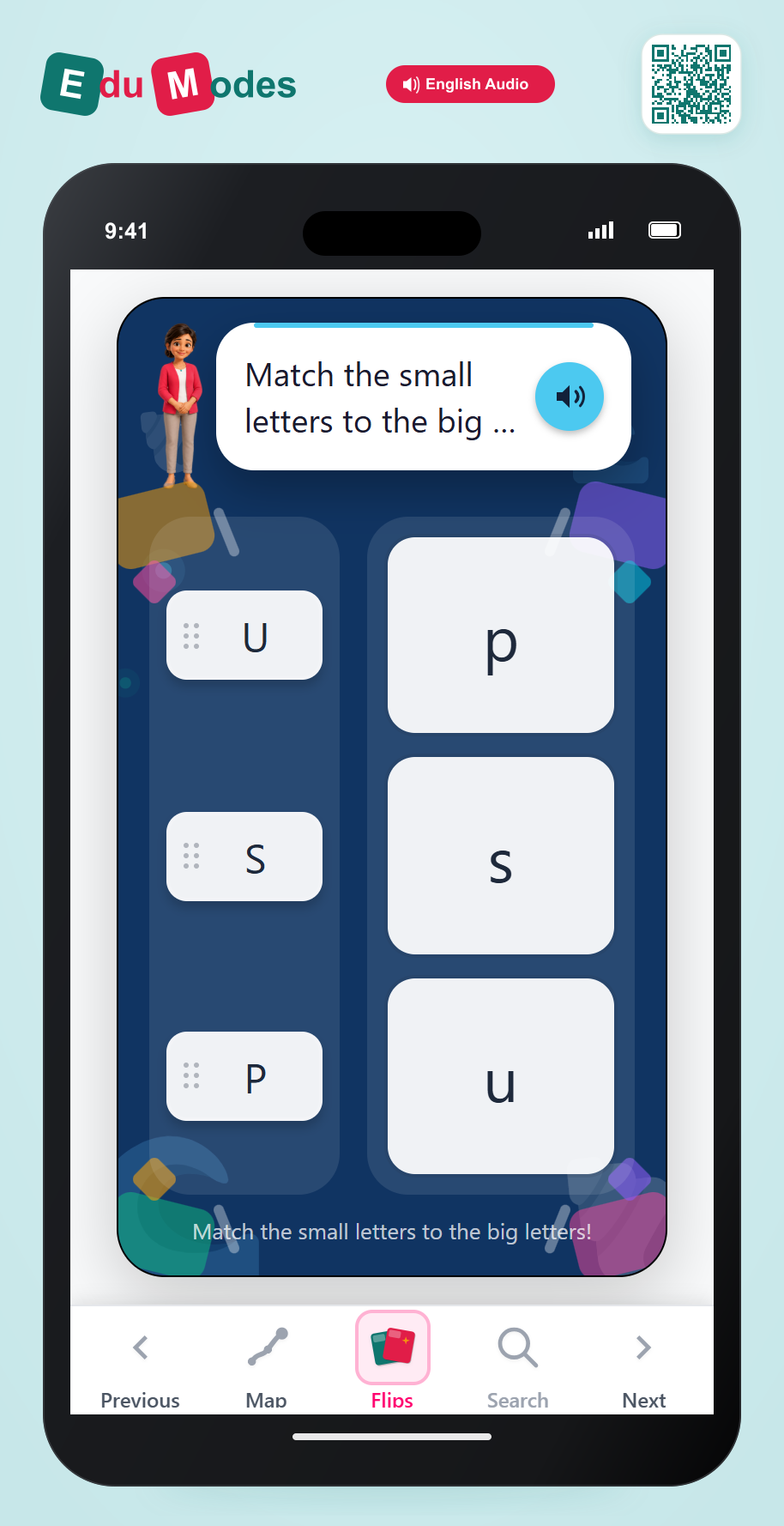 Uppercase Letter Match: p, s, u - Interactive Learning Game Preview