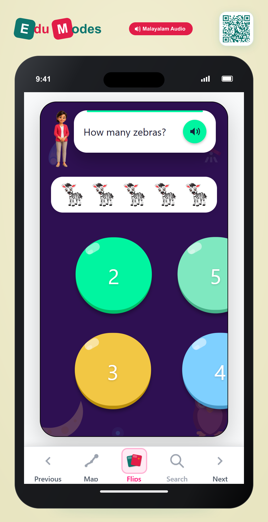 Count 5 Zebras - Interactive Learning Game Preview