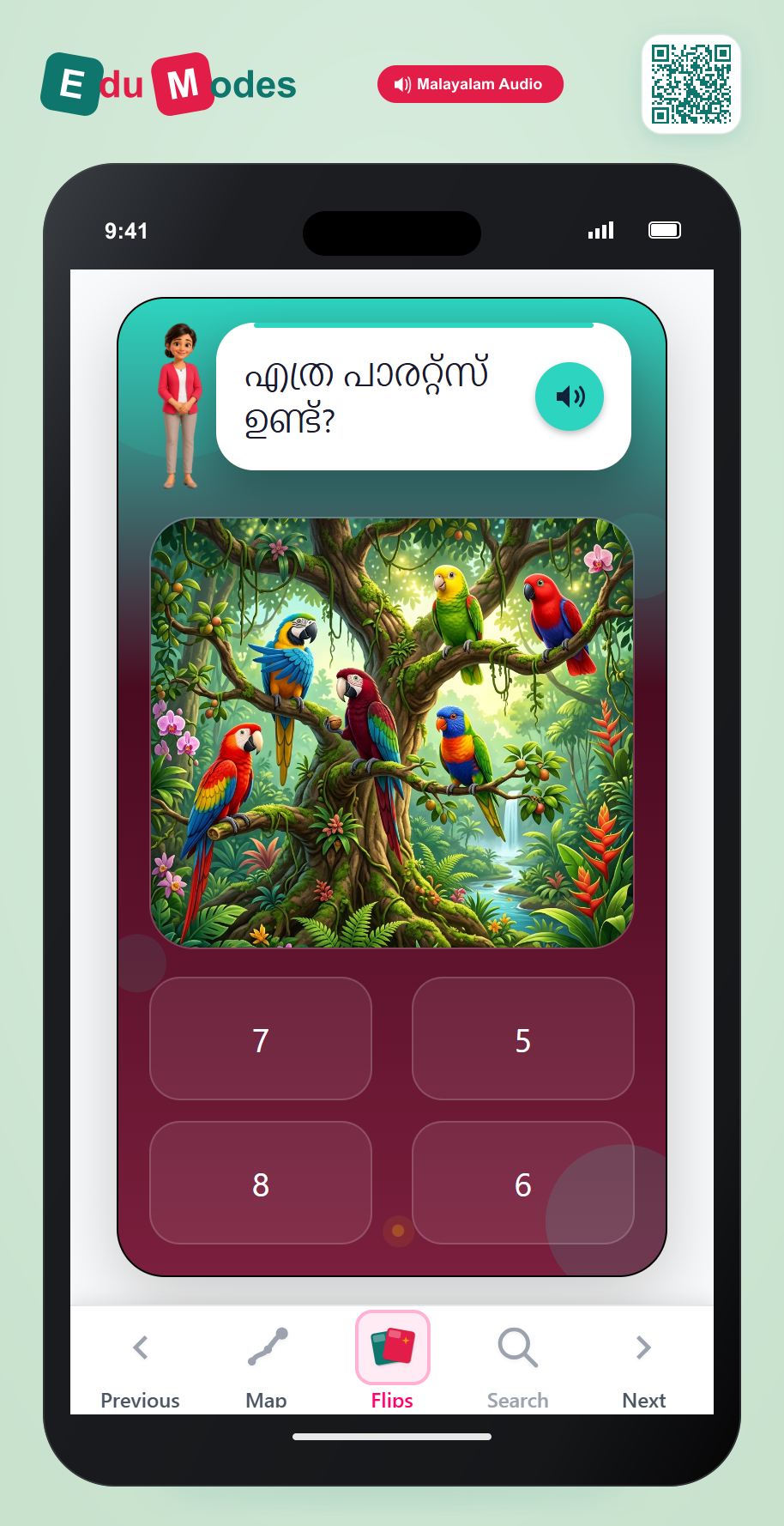 Count 6 Parrots - Interactive Learning Game Preview