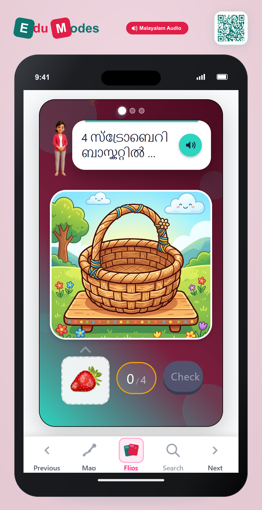 Put strawberries in the basket - Interactive Learning Game Preview
