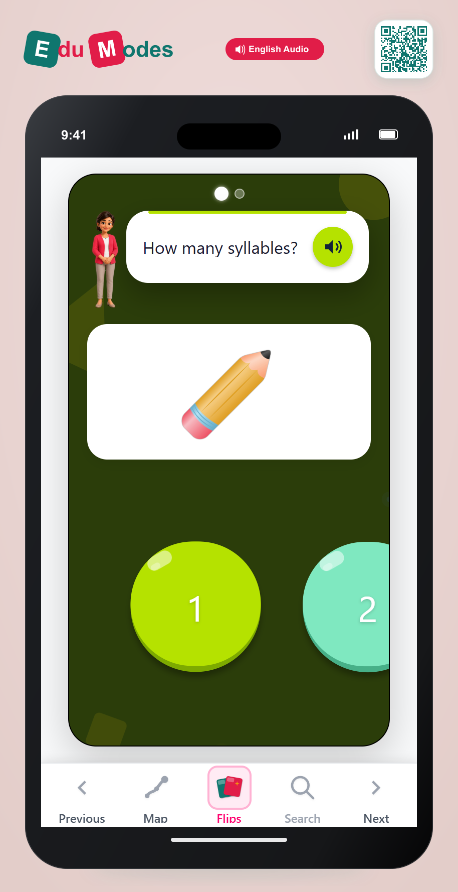 Syllables 1 vs 2 - Pencil and Dog - Interactive Learning Game Preview