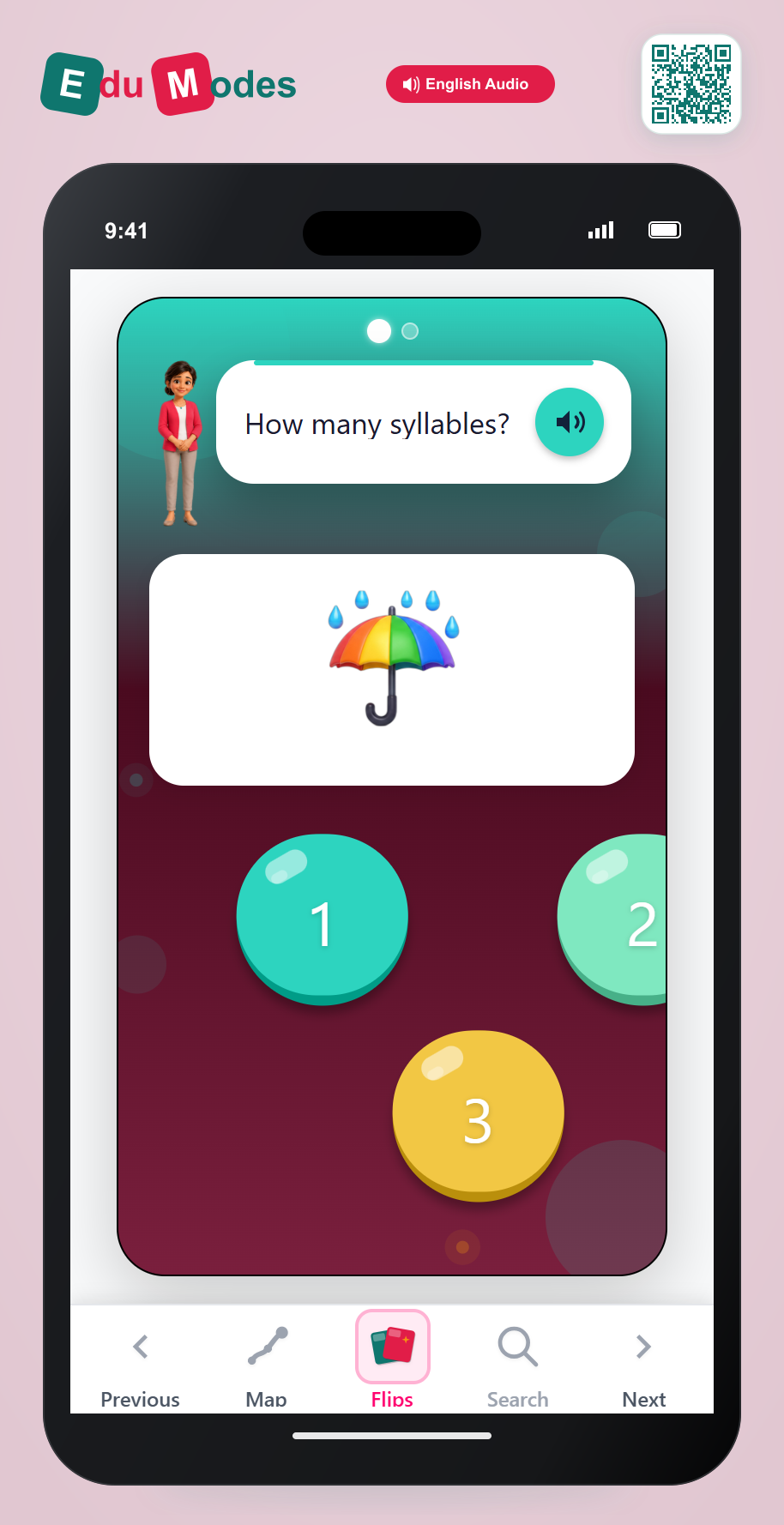 Syllables 2 vs 3 - Umbrella and Rabbit - Interactive Learning Game Preview