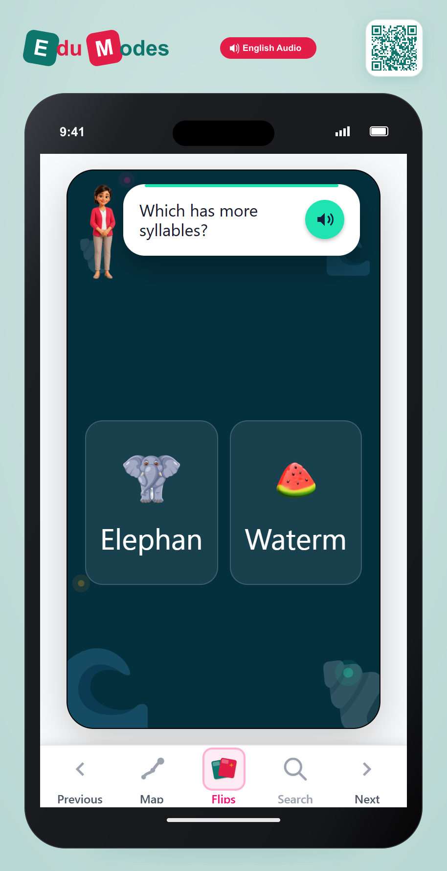More Syllables - Watermelon vs Elephant - Interactive Learning Game Preview