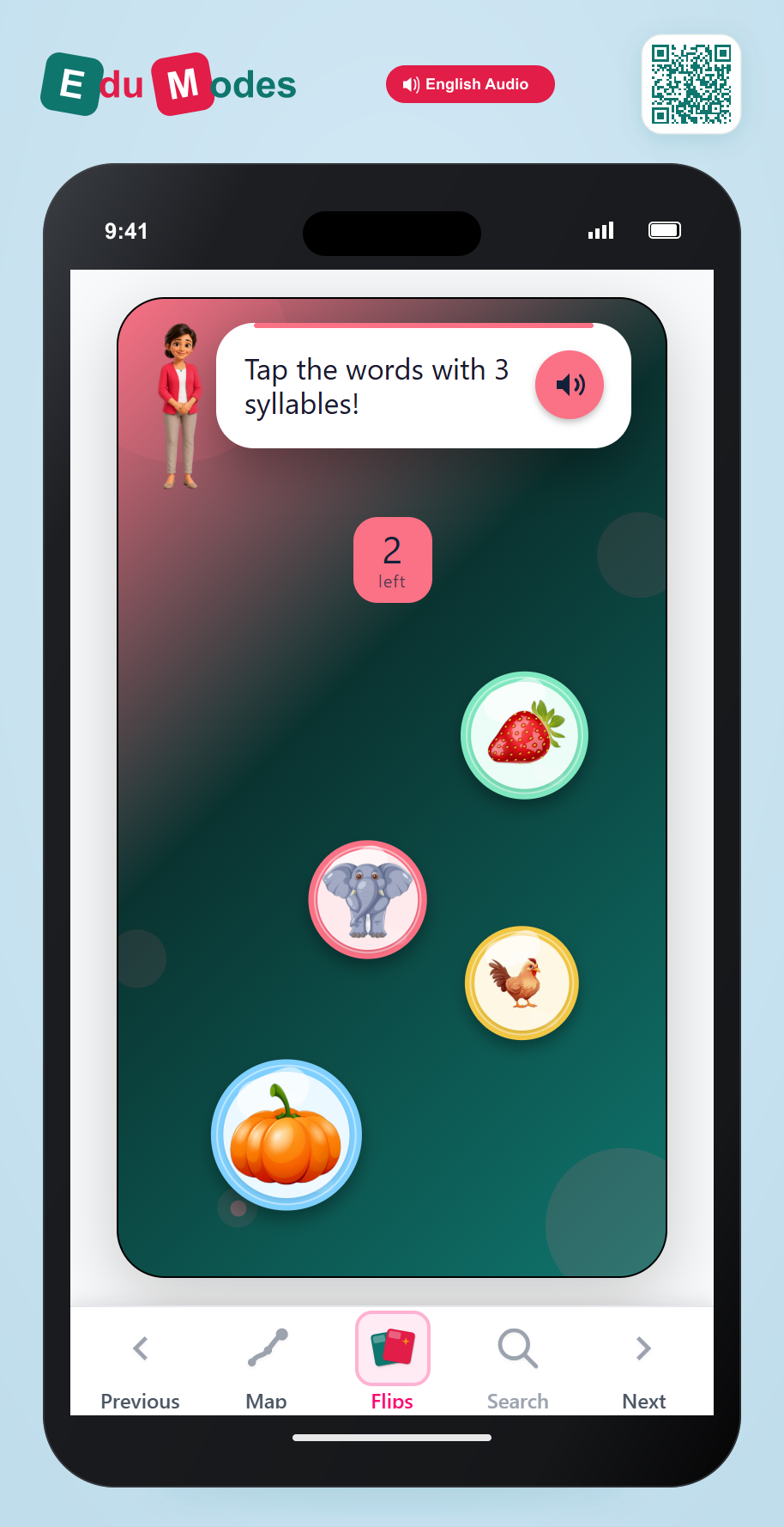 Tap the 3-Syllable Words - Interactive Learning Game Preview