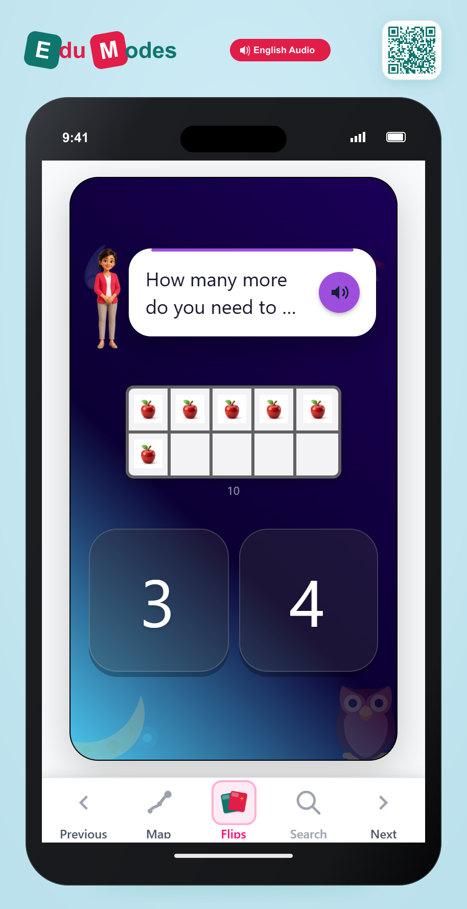 Count to fill a ten frame - Flip 4 - Interactive Learning Game Preview