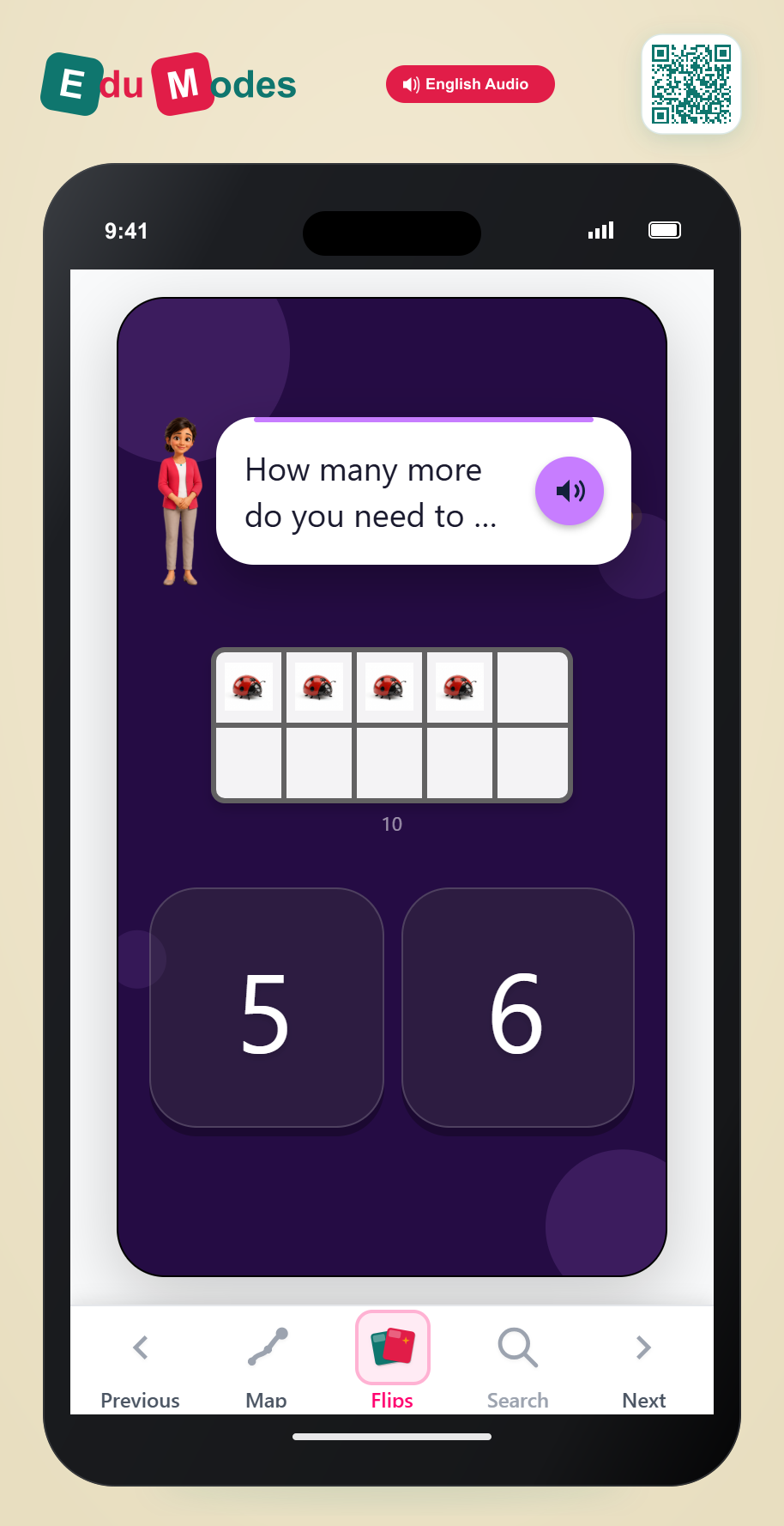 Count to fill a ten frame - Flip 6 - Interactive Learning Game Preview