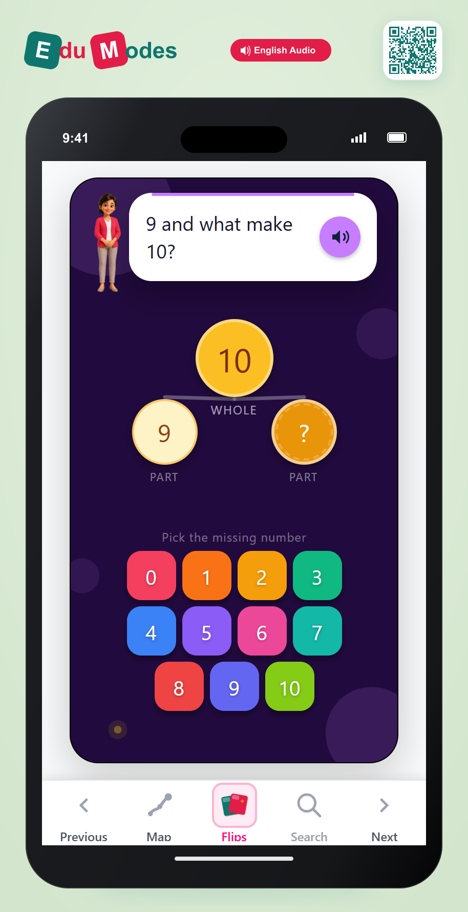 Count to fill a ten frame - Flip 9 - Interactive Learning Game Preview