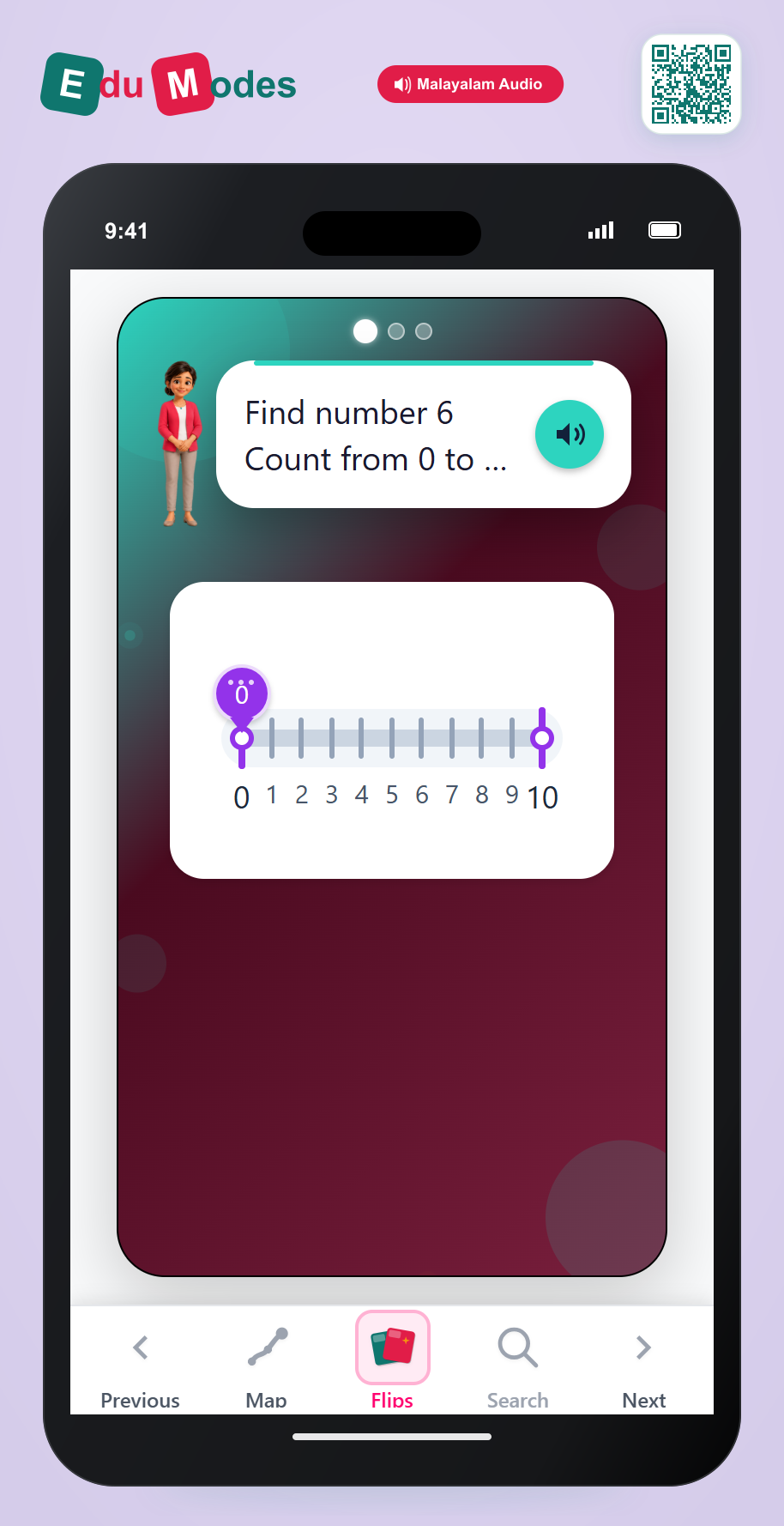 Number lines up to 10 - Place the Number (Malayalam) - Interactive Learning Game Preview