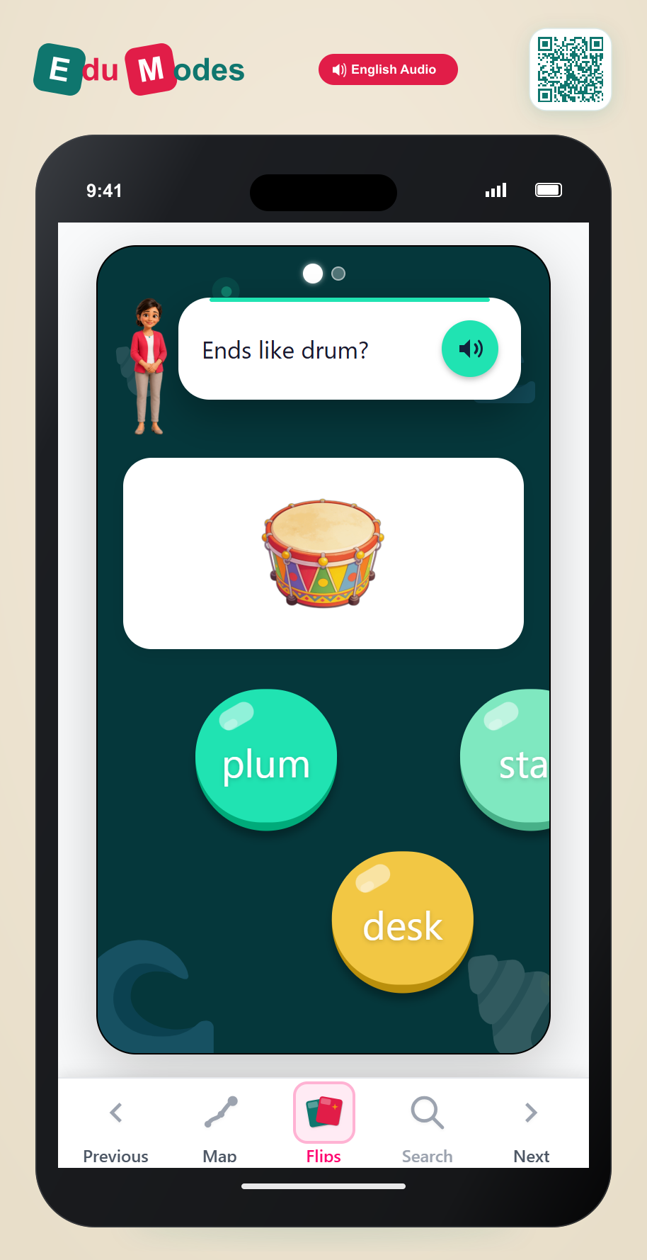 Which two words end with the same sound? - Part 5 - Interactive Learning Game Preview