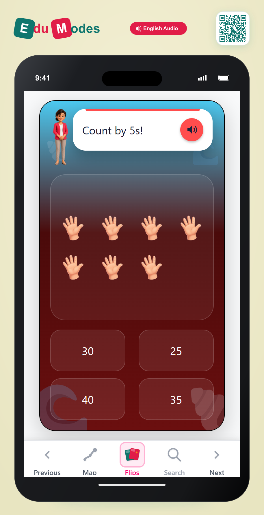 Count by 5s - 7 hands - Interactive Learning Game Preview