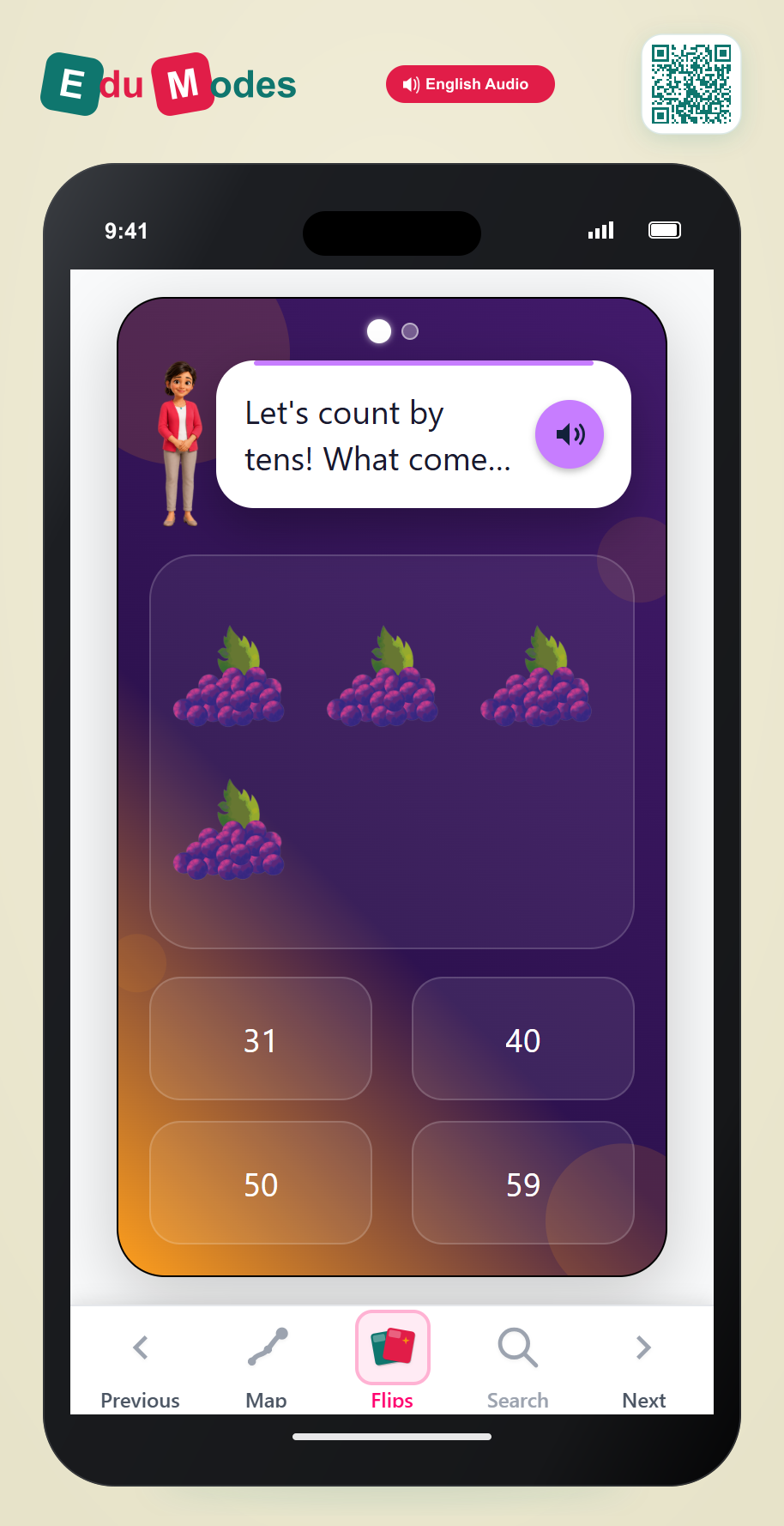 Grade 1 - Counting by twos, fives and tens - Flip 7 - Interactive Learning Game Preview