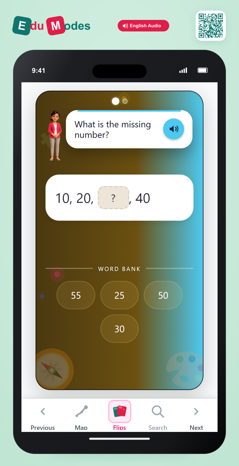 Grade 1 - Counting by twos, fives and tens - Flip 8 - Interactive Learning Game Preview