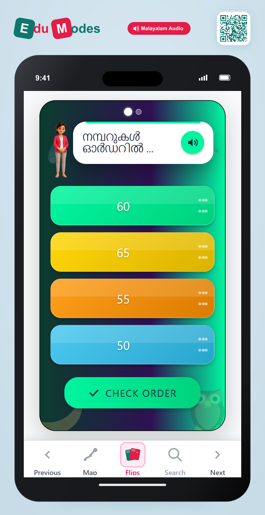 Grade 1 - Counting by twos, fives and tens - Flip 6 (Malayalam) - Interactive Learning Game Preview