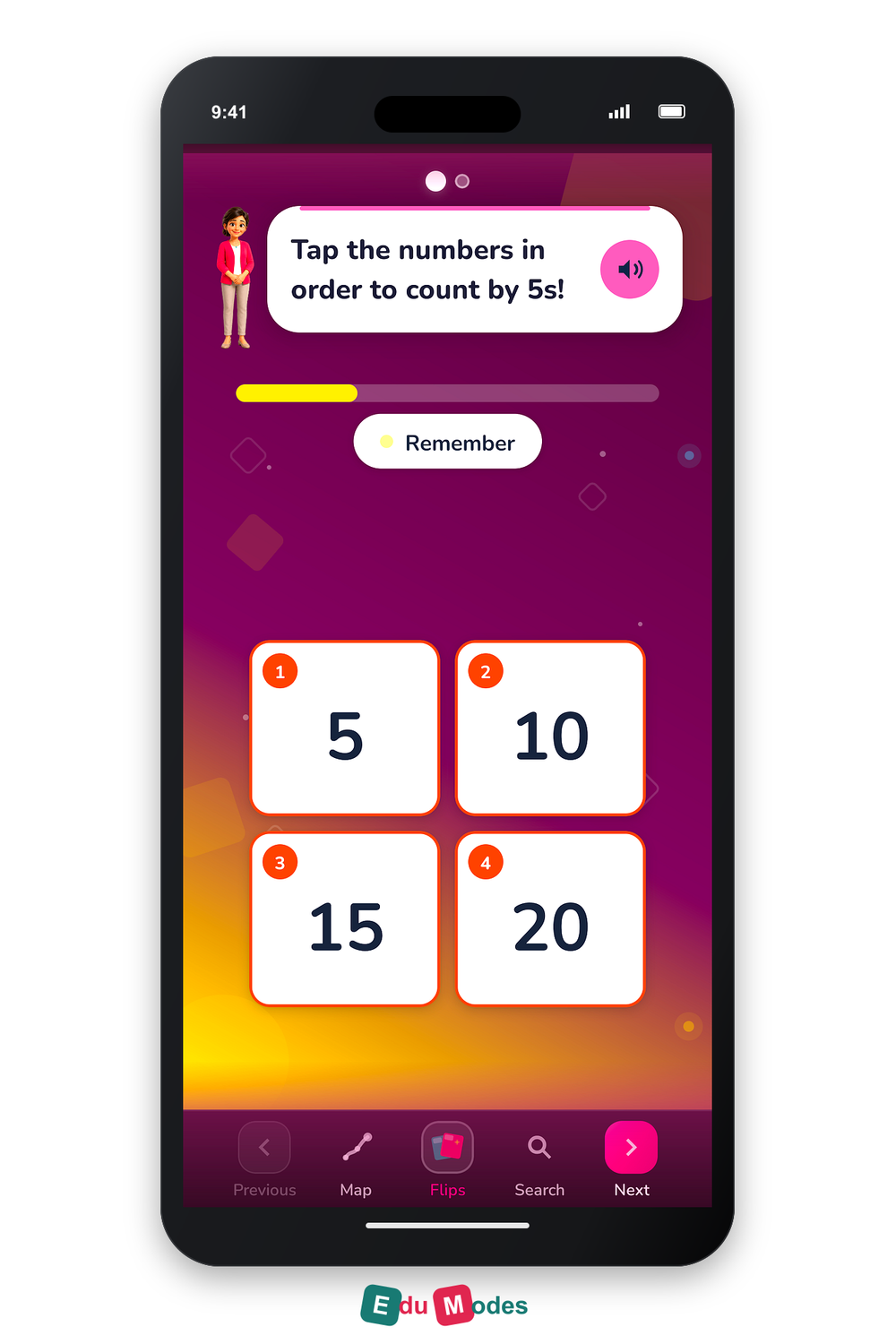 Skip-counting patterns - Count by 5s - Interactive Learning Game Preview