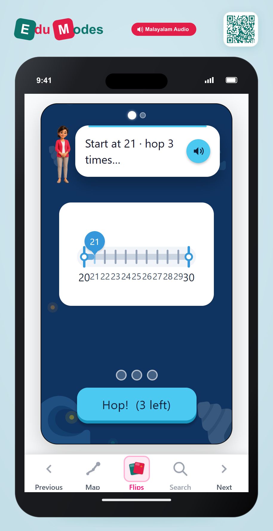 Hop on Line 20-30 (Malayalam) - Interactive Learning Game Preview