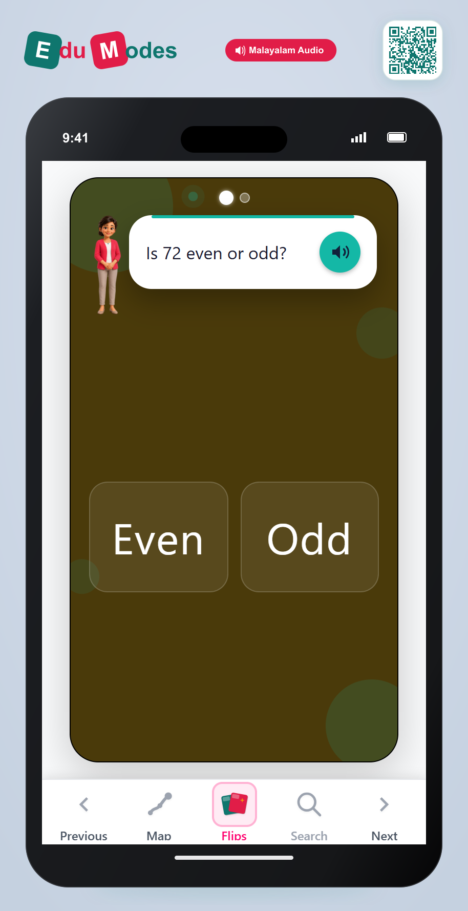 Identify numbers as even or odd - Even or Odd Review (Malayalam) - Interactive Learning Game Preview