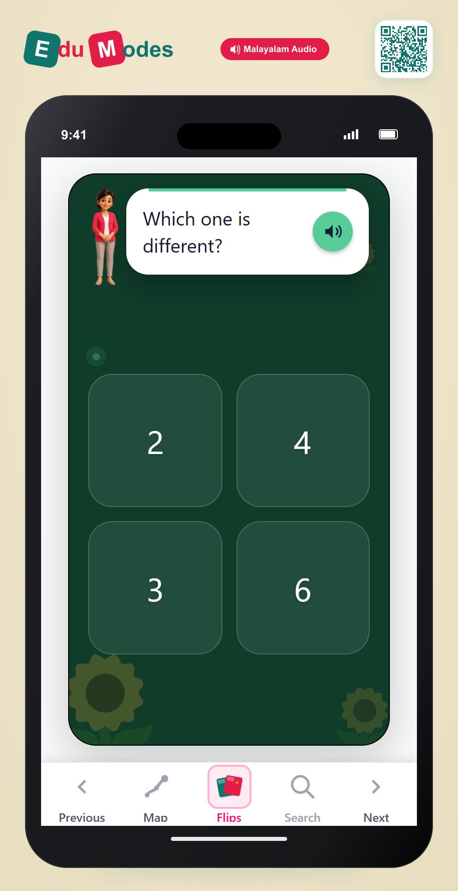 Select even or odd numbers - Odd One Out (Even) (Malayalam) - Interactive Learning Game Preview
