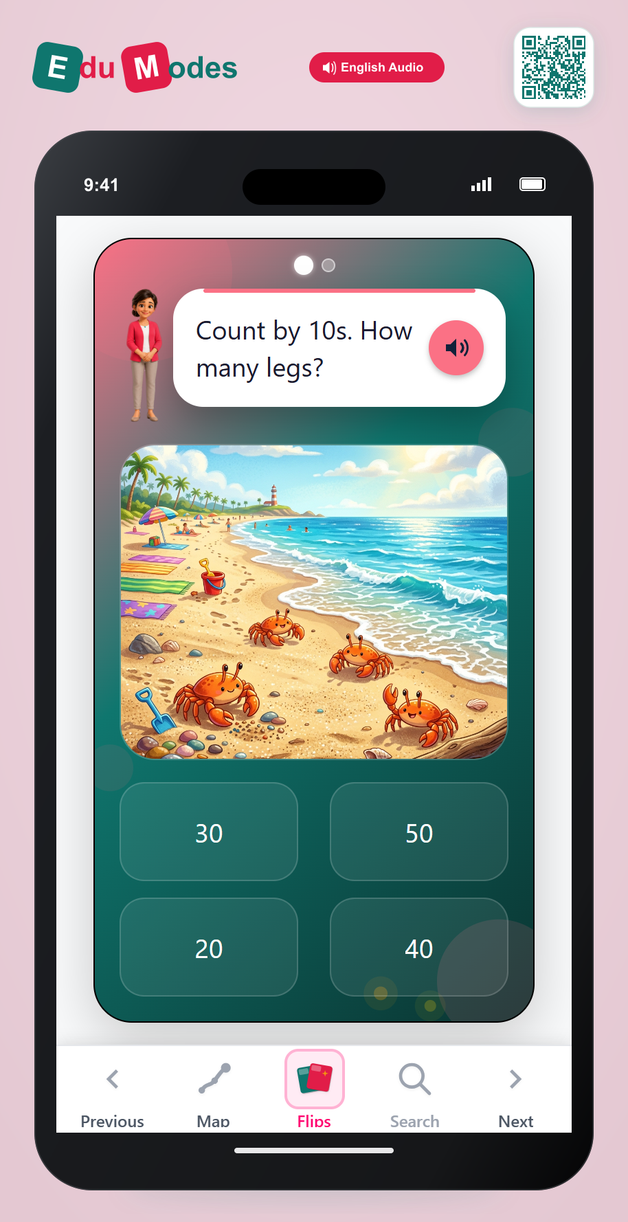 Skip-counting stories - Crabs 10s - Interactive Learning Game Preview