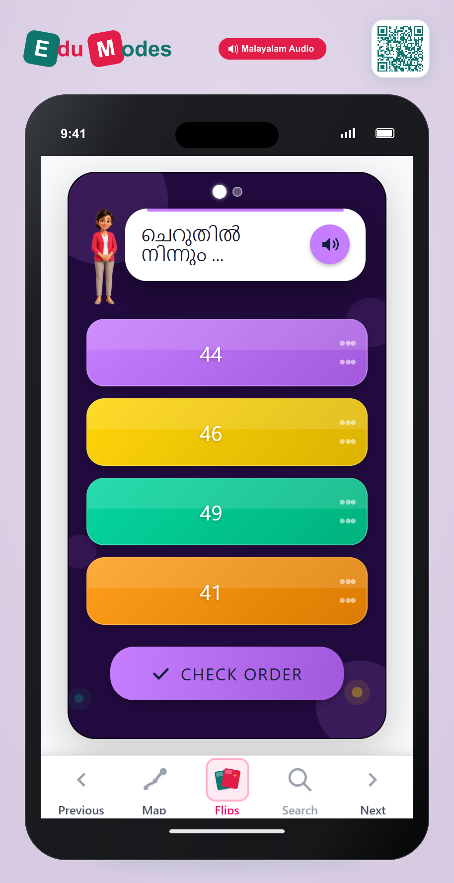 Put numbers up to 100 in order - Part 5 (Malayalam) - Interactive Learning Game Preview