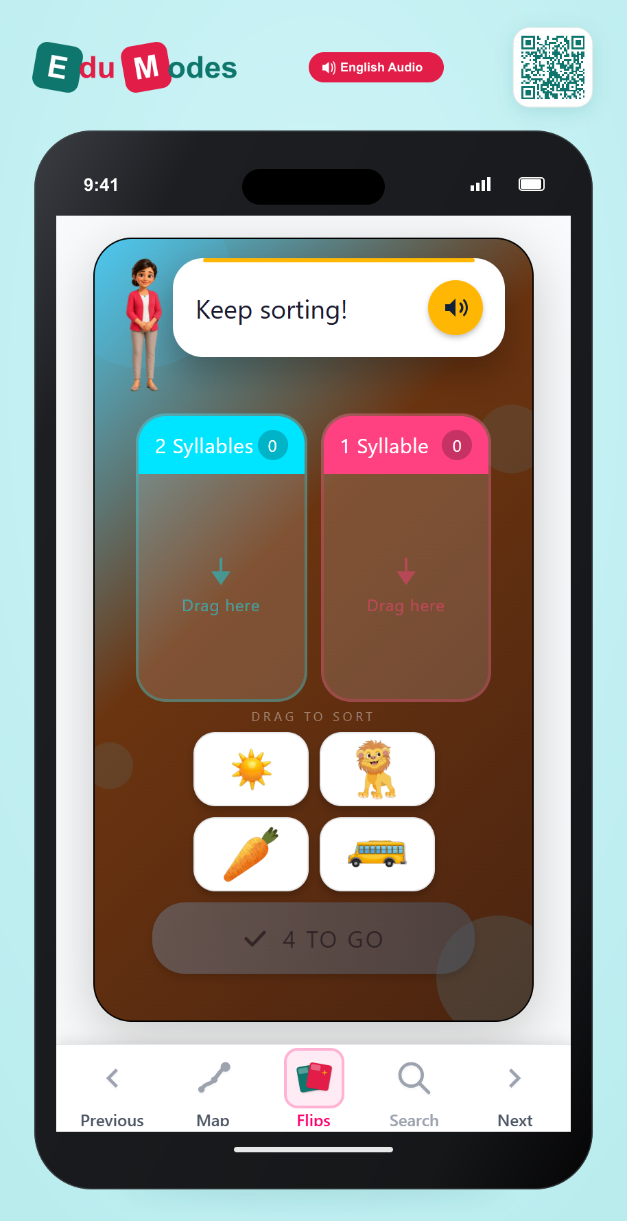 Sort by the number of syllables - Part 2 - Interactive Learning Game Preview