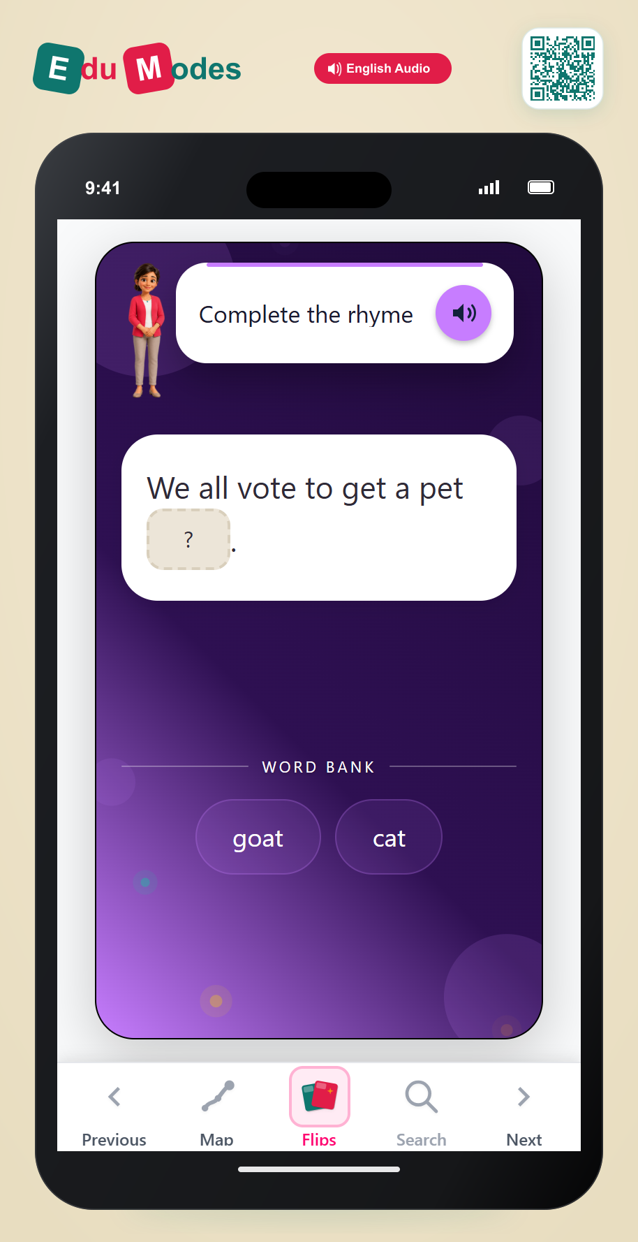 Complete the Rhyme: vote - Interactive Learning Game Preview
