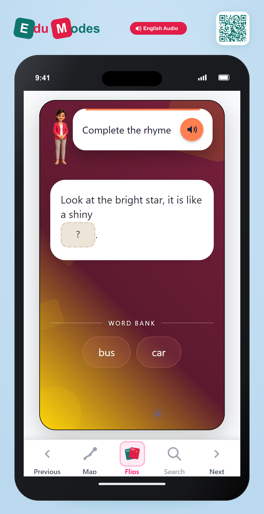 Complete the Rhyme: star - Interactive Learning Game Preview