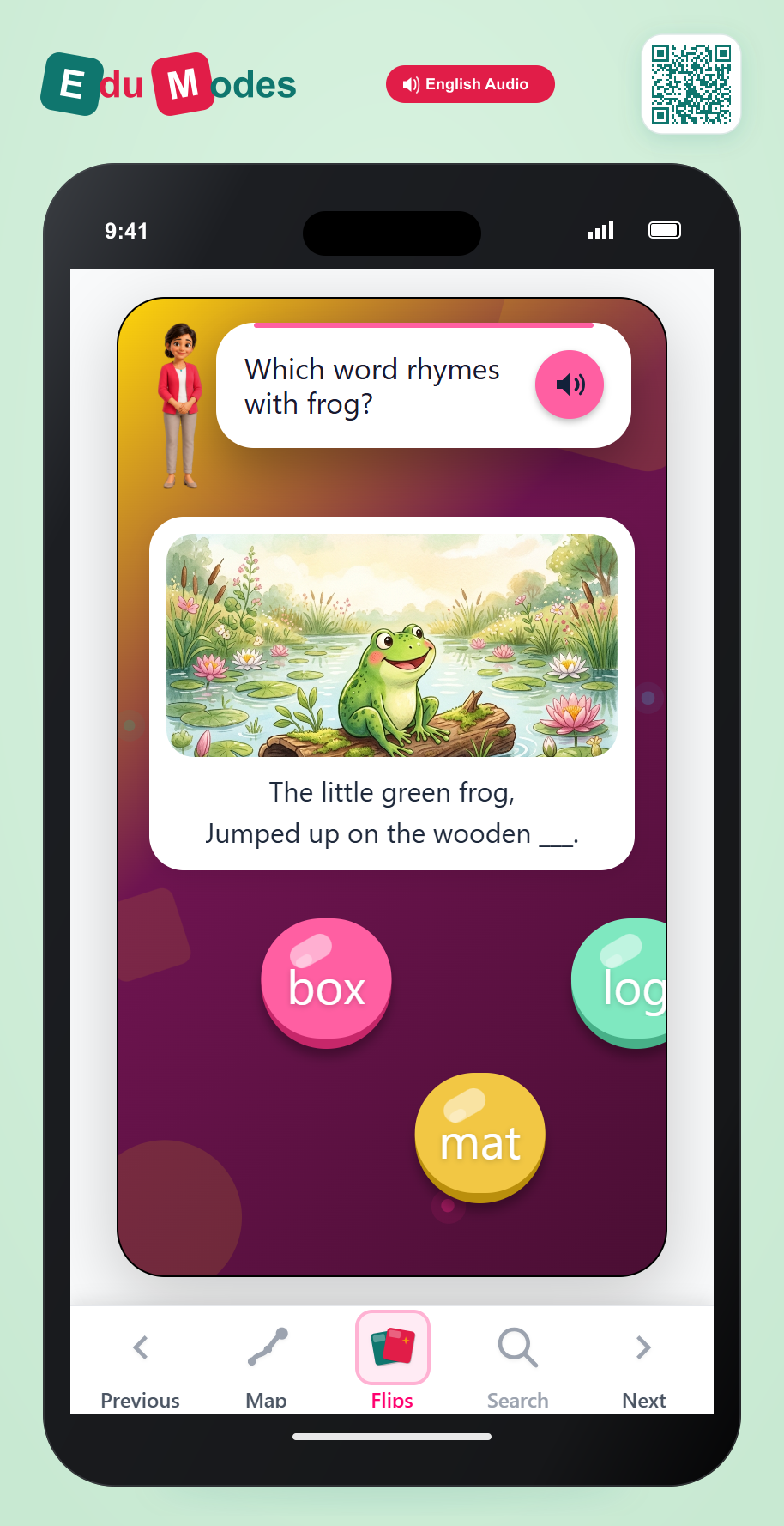 Poem Rhymes: frog and log - Interactive Learning Game Preview