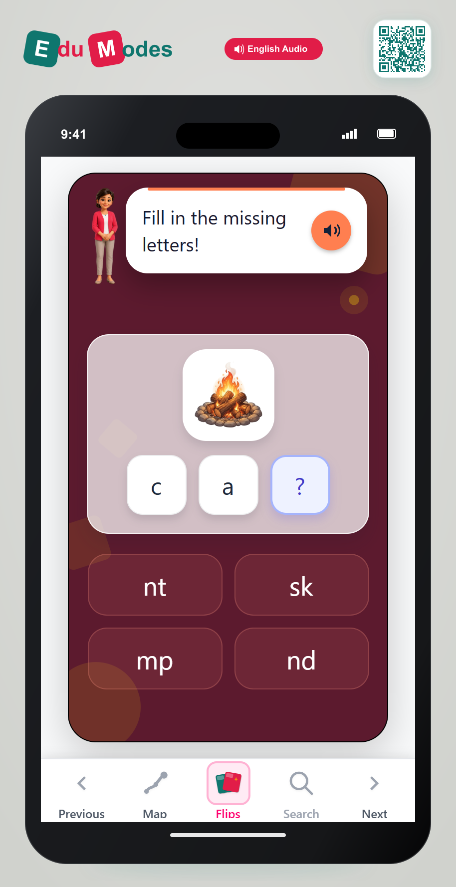 Spell the word camp - Interactive Learning Game Preview