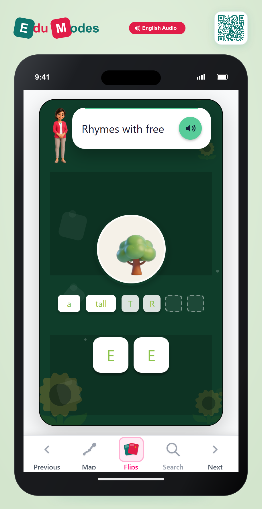 Spell the Rhyme - TREE - Interactive Learning Game Preview