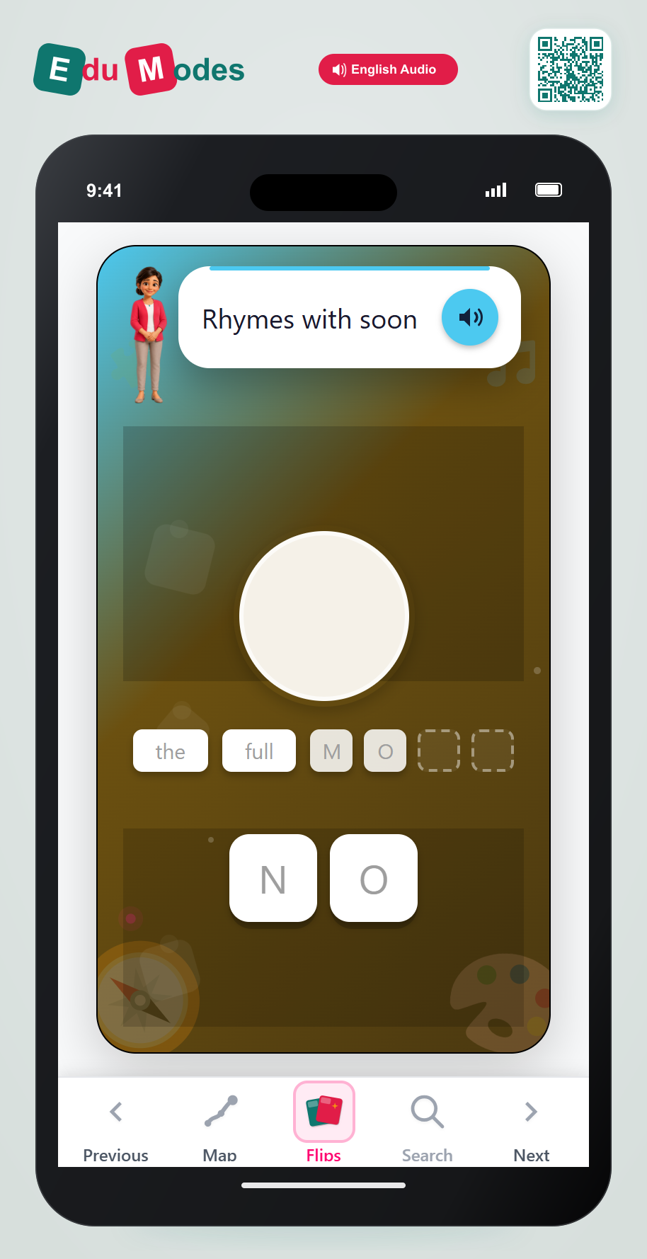 Spell the Rhyme - MOON - Interactive Learning Game Preview