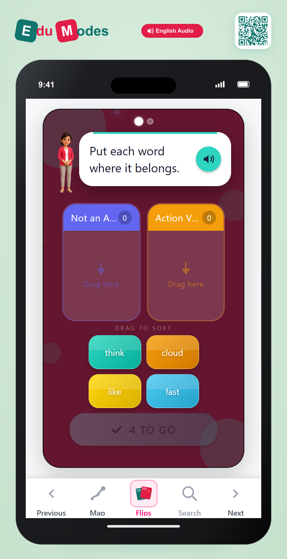 Identify action verbs: Invisible Actions 2 - Interactive Learning Game Preview