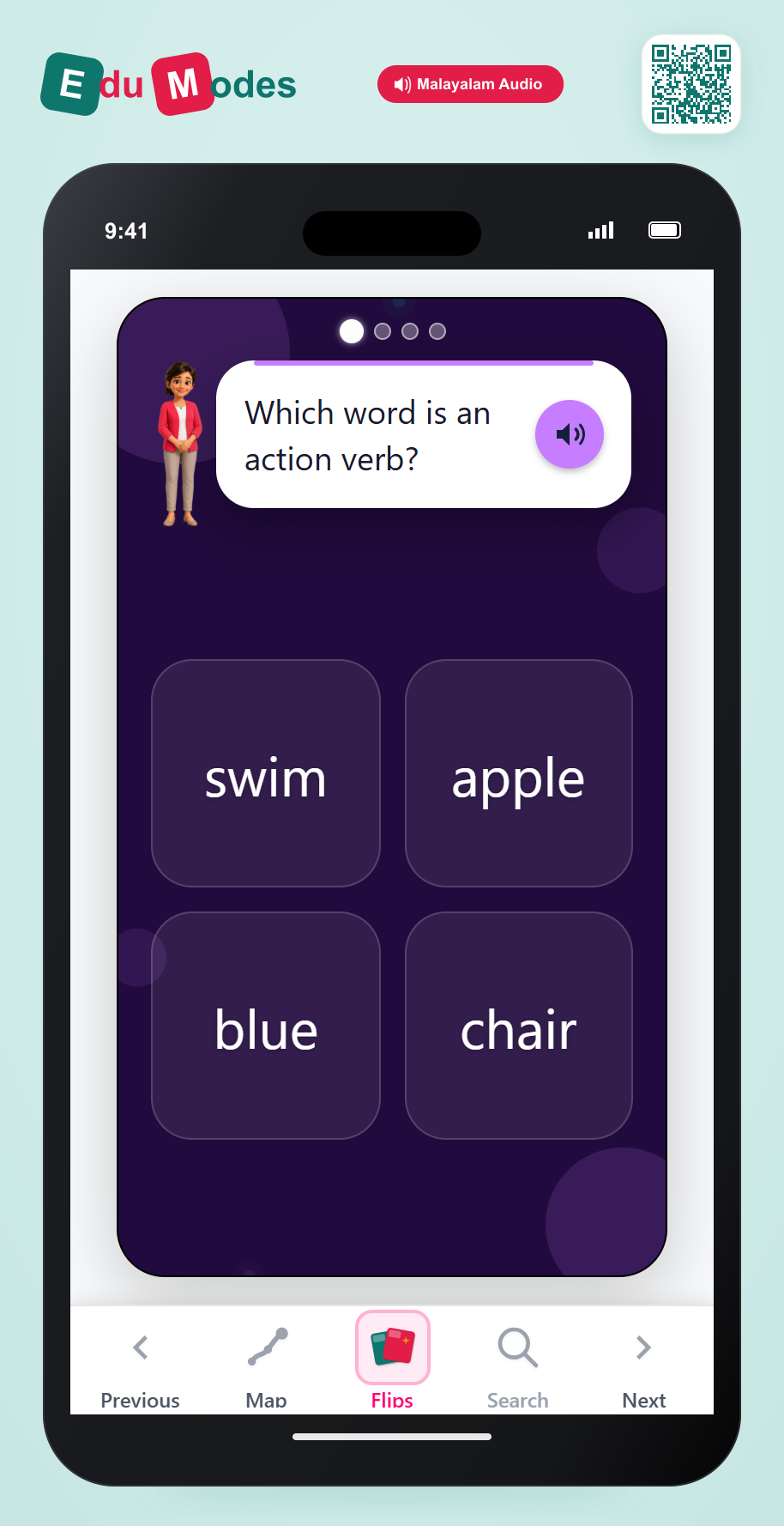 Find the action verb (Malayalam) - Interactive Learning Game Preview