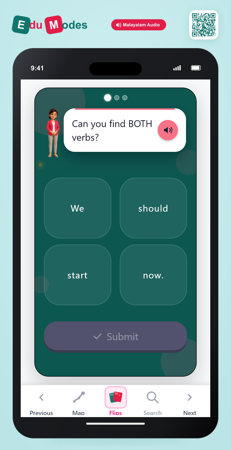 Find Both Verbs 2 (Malayalam) - Interactive Learning Game Preview