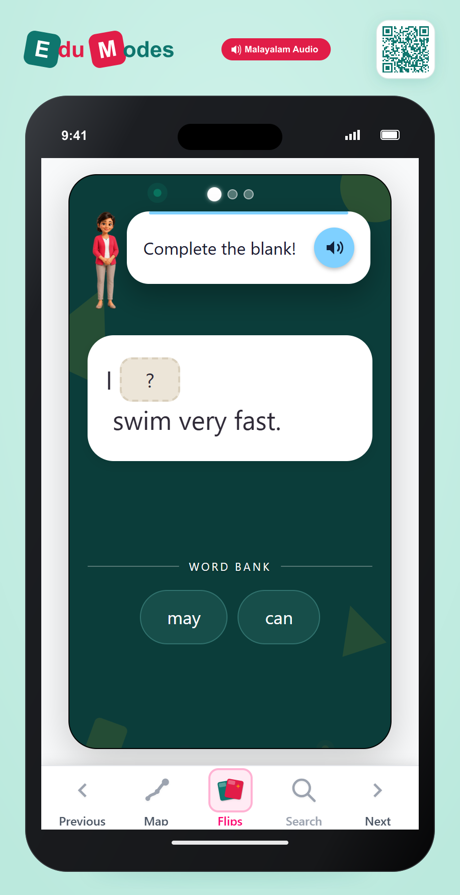 Use the correct modal verb - Ability and Permission (Malayalam) - Interactive Learning Game Preview