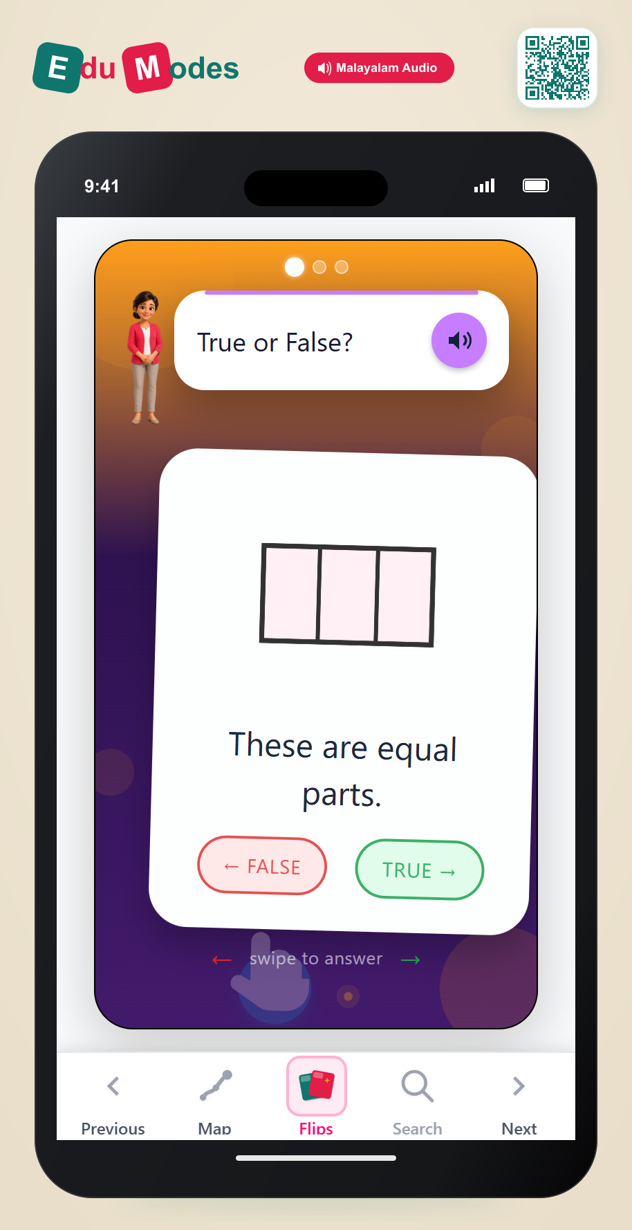 Thirds and Quarters (Malayalam) - Interactive Learning Game Preview