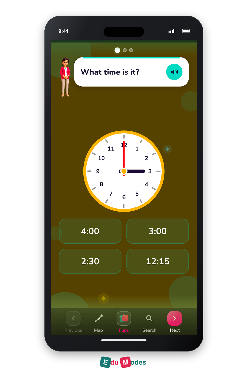 Match analogue clocks and times - Read exact hours - Interactive Learning Game Preview
