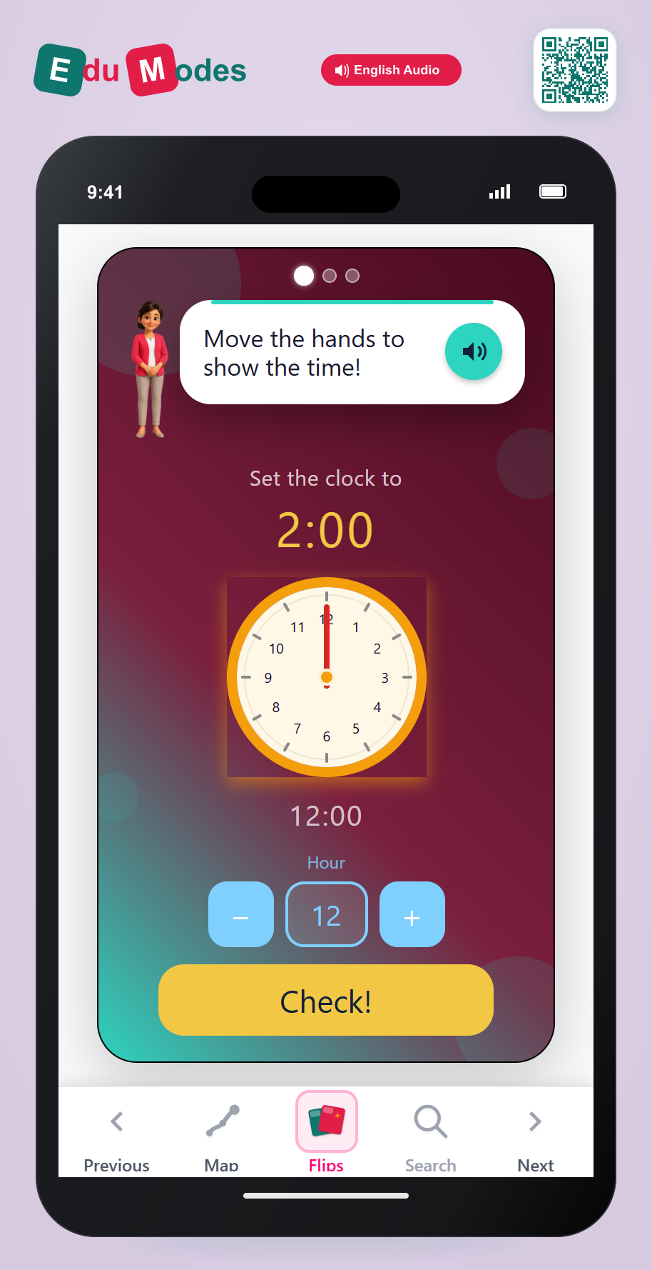 Match analogue clocks and times - Set exact hours - Interactive Learning Game Preview