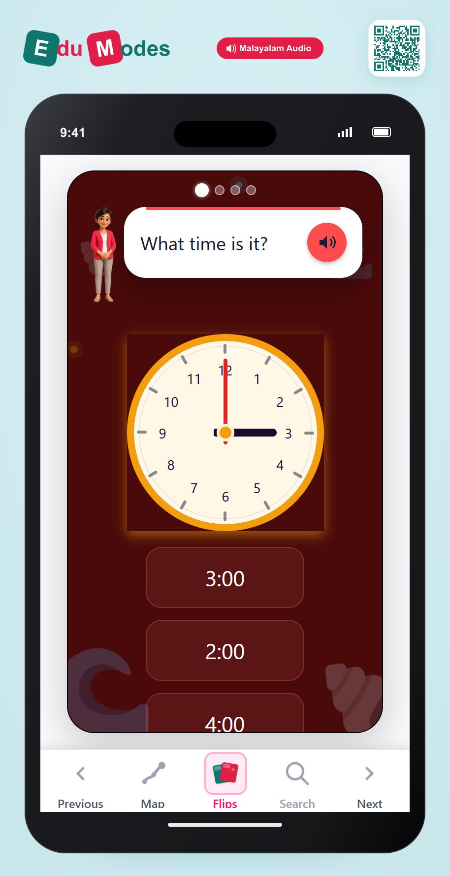 Read Clocks - Exact Hours (Malayalam) - Interactive Learning Game Preview