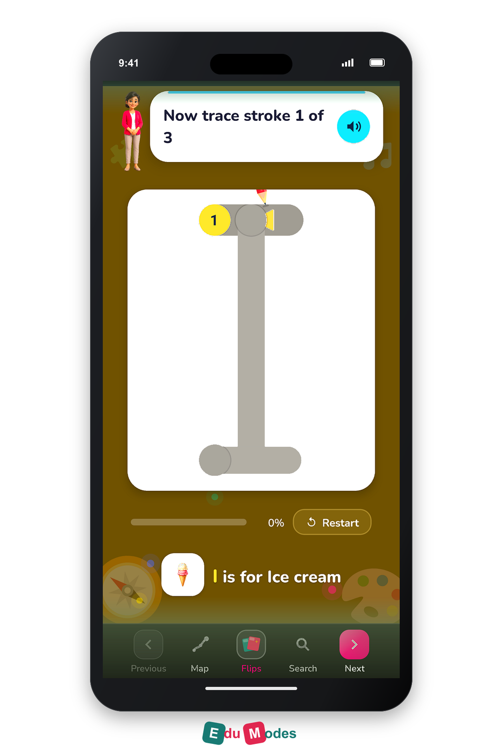Trace the Letter I (Malayalam) - Interactive Learning Game Preview