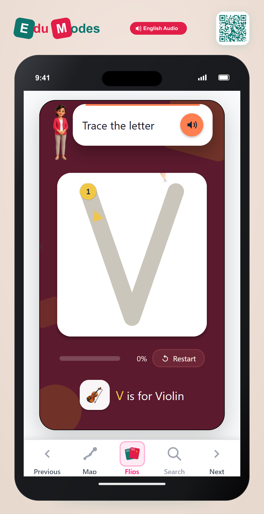 Trace the Letter V - Interactive Learning Game Preview