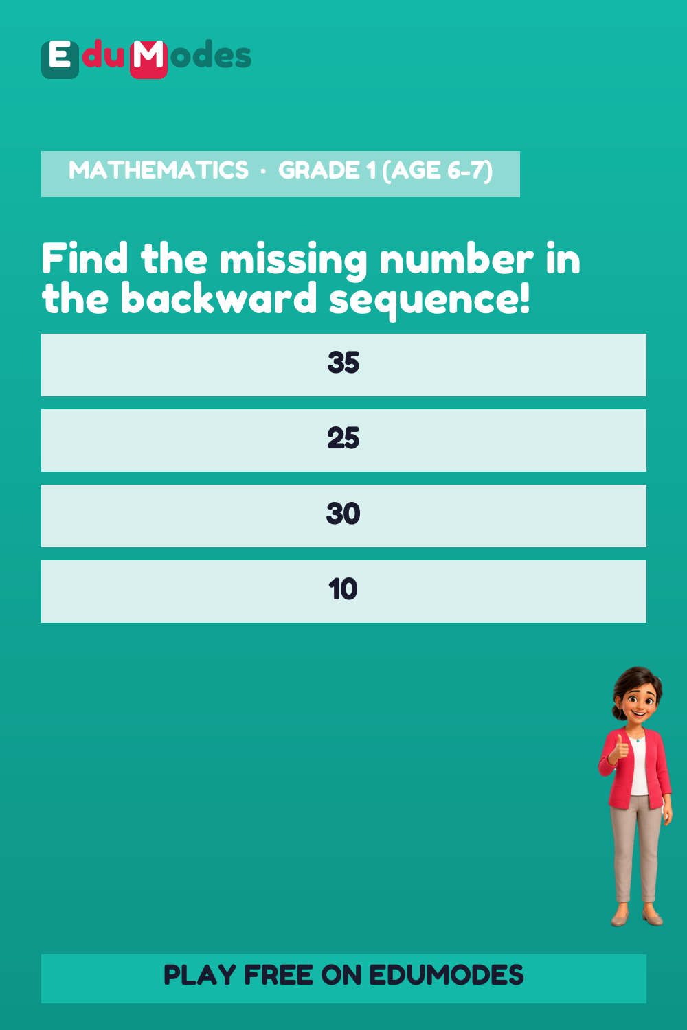 Counting Down by 10s Missing Number - Interactive Learning Game Preview
