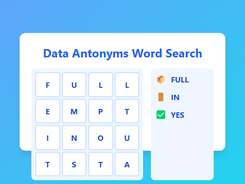 Data Antonyms Word Search Game
