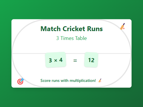 Match 3 Times Table Facts and Answers