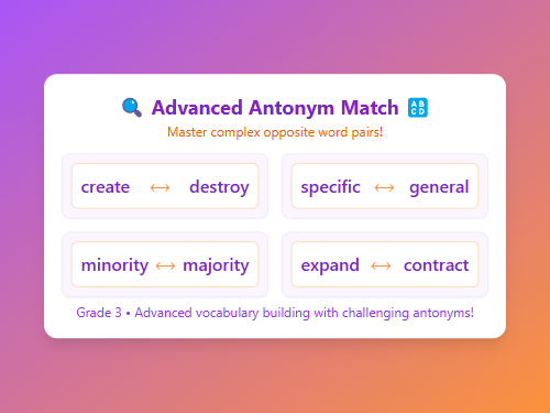 Advanced Antonym Challenge: Vocabulary Builder